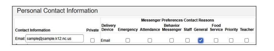 Personal Contact Information