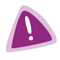 alert icon. white exclamation point in purple triangle.