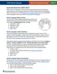 NCDPI World Languages dates for professional development in 2026-2027