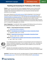 World Language webinars flyer with one asynchronous option