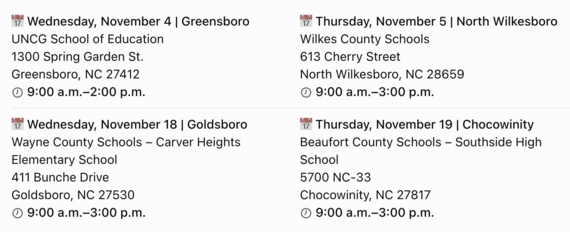 November 2026 DLE Locations