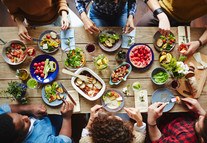 Food table - people eating