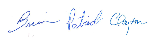 Brian Patrick Clayton signatures