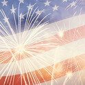 United States Flag and Fireworks