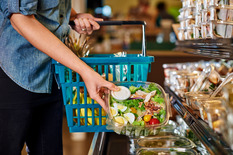 Packaged salad in grocery store deli