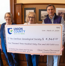 Union County leaders donate funds to Carolinas Genealogical Society