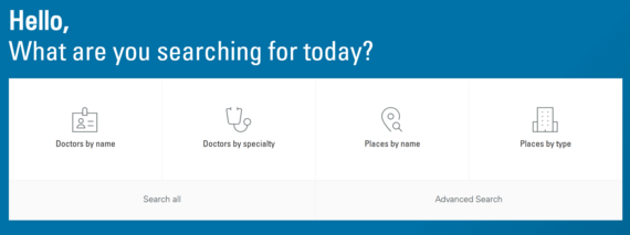 find a doctor website screenshot