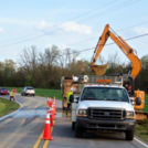 Utility crews in a work zone
