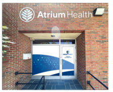 entrance of the Union County Health & Wellness Center under signage that reads Atrium Health
