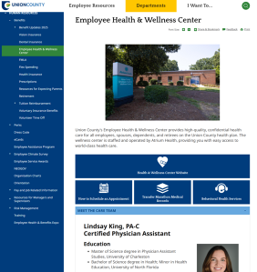 health & wellness center page on County Connect