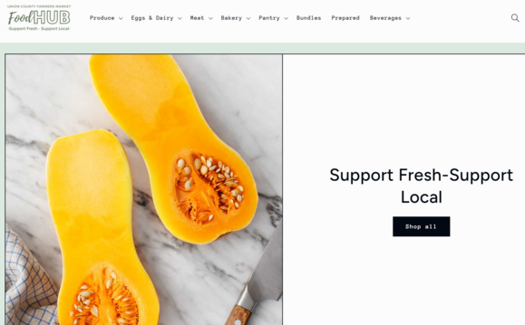 screenshot of union county food hub website