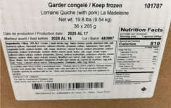 Lorraine Quiche (with pork) label 