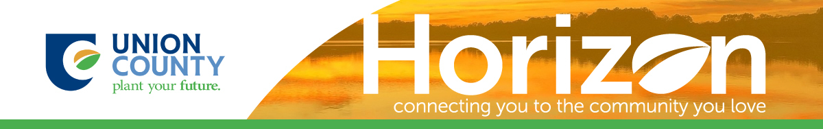 Union County logo with the text "Horizon - connecting you to the community you love"