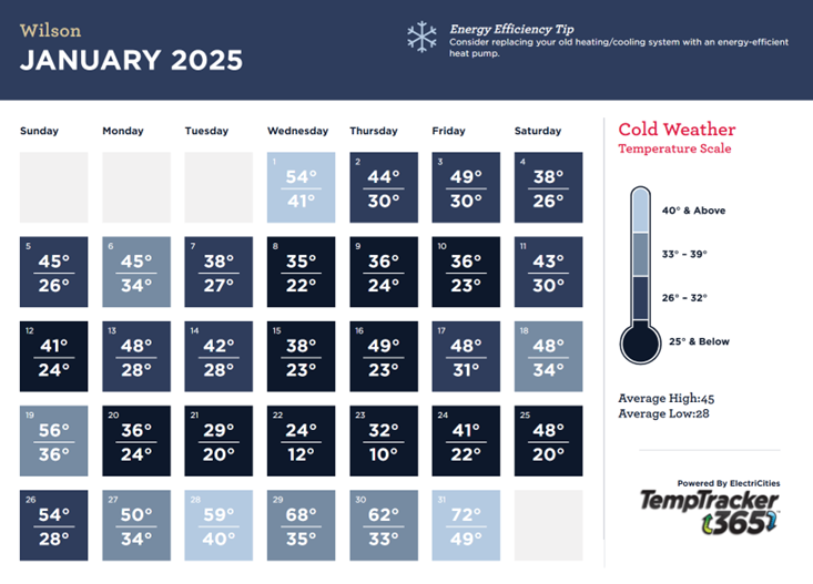 January 2025 temperatures