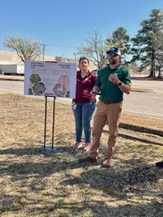 Noah and Camryn speaking to group