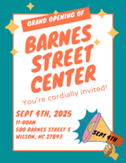 Grand opening flyer for barnes st community center 