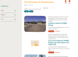 Screenshot of website attractions