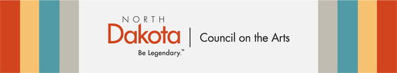 North Dakota Council on the Arts logo with 4 vertical color bars on either side