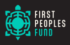 First Peoples Fund logo in teal on a black background