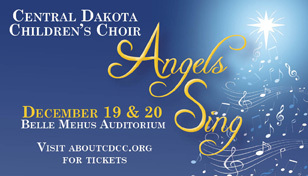 A poster for "Angels Sing" performances by the Central Dakota Children's Choir on Dec 19 & 20.