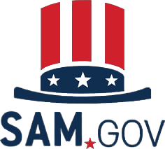 Sam.gov logo showing uncle Sam's hat and a star that separates the text
