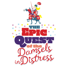 Dakota Stage, Shade Tree Players' colorful promo poster for The Epic Quest of the Damsels in Distress showing a knights on a horse