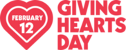 Giving Hearts Day February 12 logo showing a red heart and red text