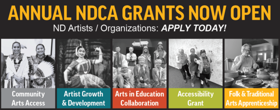 Annual NDCA Grants Now Open for ND Arts/Orgs to apply, including Community Arts, Arts in Ed, Artist Growth, Accessibility & Folk Arts
