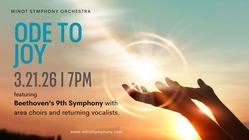 Minot Symphony Orchestra Ode to Joy Concert on March 21, 2026 of Beethovern's 9th Symphony showing hands with palms up to sun