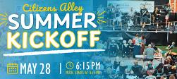 Many people sitting in lawn chairs at Citizens Alley in Minot is doing a Summer Kickoff party on May 28 with music starting at 6:15pm