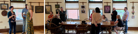 NDCA Board, Staff, and local Williston people celebrating the arts at a reception at The James Memorial Art Center