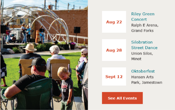 three Legendary Events listed on ND Tourism website for later August and early September
