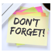 yellow sticky note, copy says "Don't Forget"