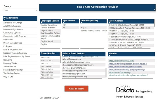 care coordinator search table