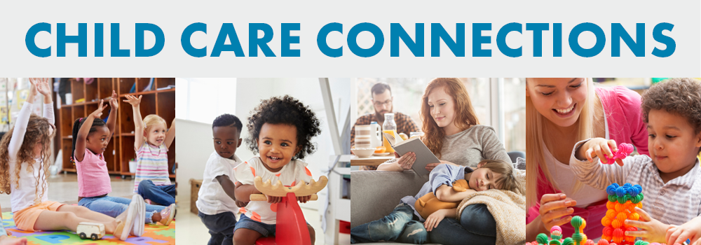 Header image showing children with families and at daycare