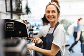Woman working in a coffee shop