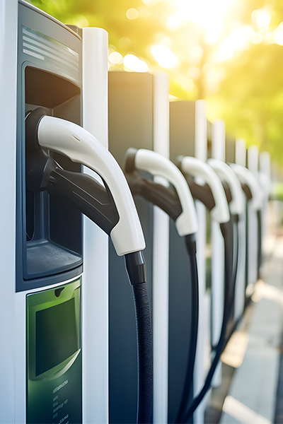 Stock photo of EV charging station. 
