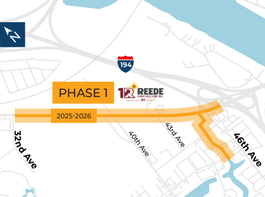 Memorial Highway Construction - Phase 1 Map