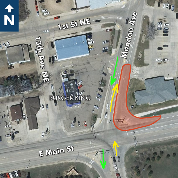 Mandan Ave northbound lane closures as part of the Memorial Highway Phase 2 project in Mandan, ND.