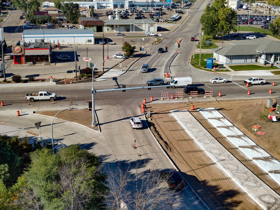 Roadway and utility improvements at the Main Street intersection of Memorial Highway in Mandan, ND.