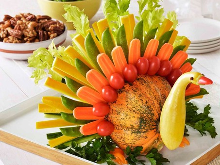 vegetables made into a turkey