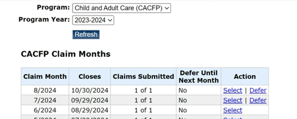 how to select a claim month