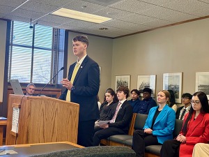 Student testifying to legislators