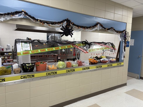 Halloween decorated serving line
