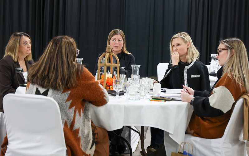 First Lady Kjersti Armstrong participates in a discussion at Standing Rock