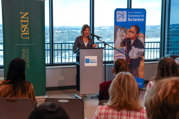 Lt. Gov. Strinden speaks at North Dakota's Gateway to Science in Bismarck on Jan. 12, 2026.