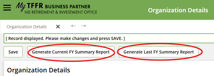 Organization Details Generate Summary Report