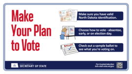 Thumbnail of Make Your Plan to Vote graphic with voter ID, choose how to vote, and sample ballot.