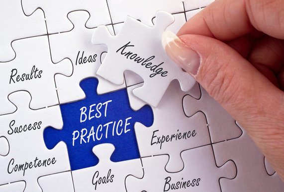 Puzzle pieces with words, best practice, knowledge