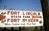 Sign for Fort Lincoln State Park and Fort McKeen, N.D., 1956